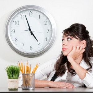 Bored woman at the end of the day