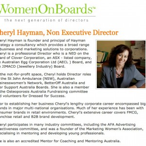 Cheryl Hayman featured in Women on Boards Success Stories