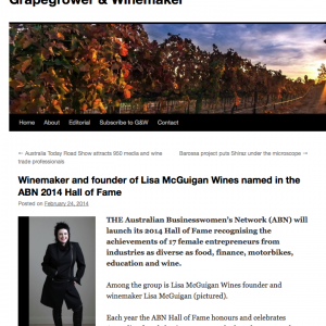 Grapegrower & Winemaker acknowledges Lisa McGuigan
