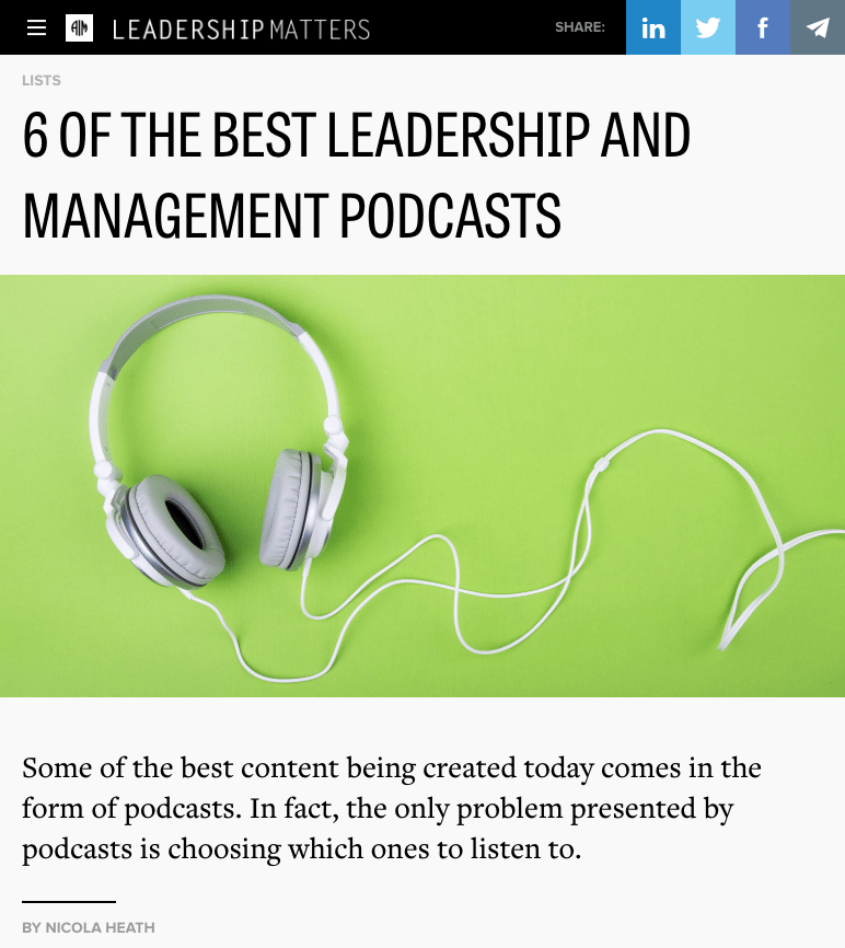 Business Addicts Podcast listed as one of best leadership and management podcasts