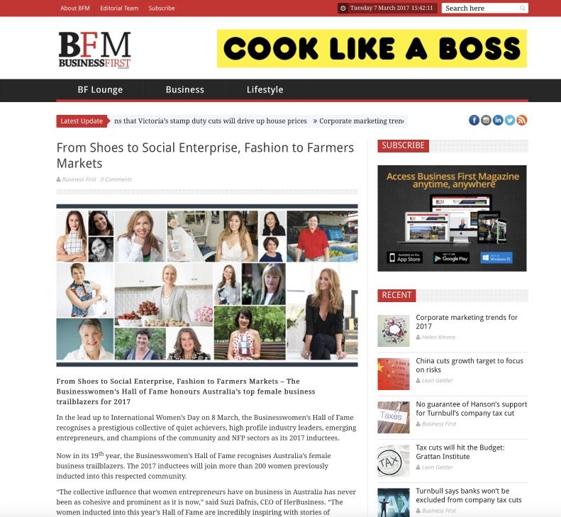 Businesswomen’s Hall of Fame women in Business First Magazine