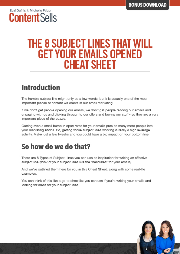 FREE Cheat Sheet - 8 Subject Lines that will Get Your Emails Opened