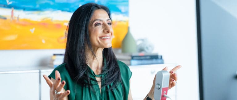 Woman business owner using marketing psychology to help clients say yes