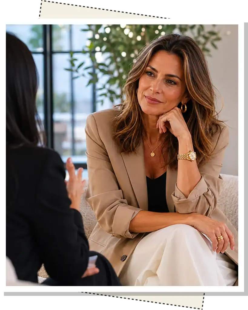 Suzi Dafnis in a one-on-one business mentoring session with a woman business owner
